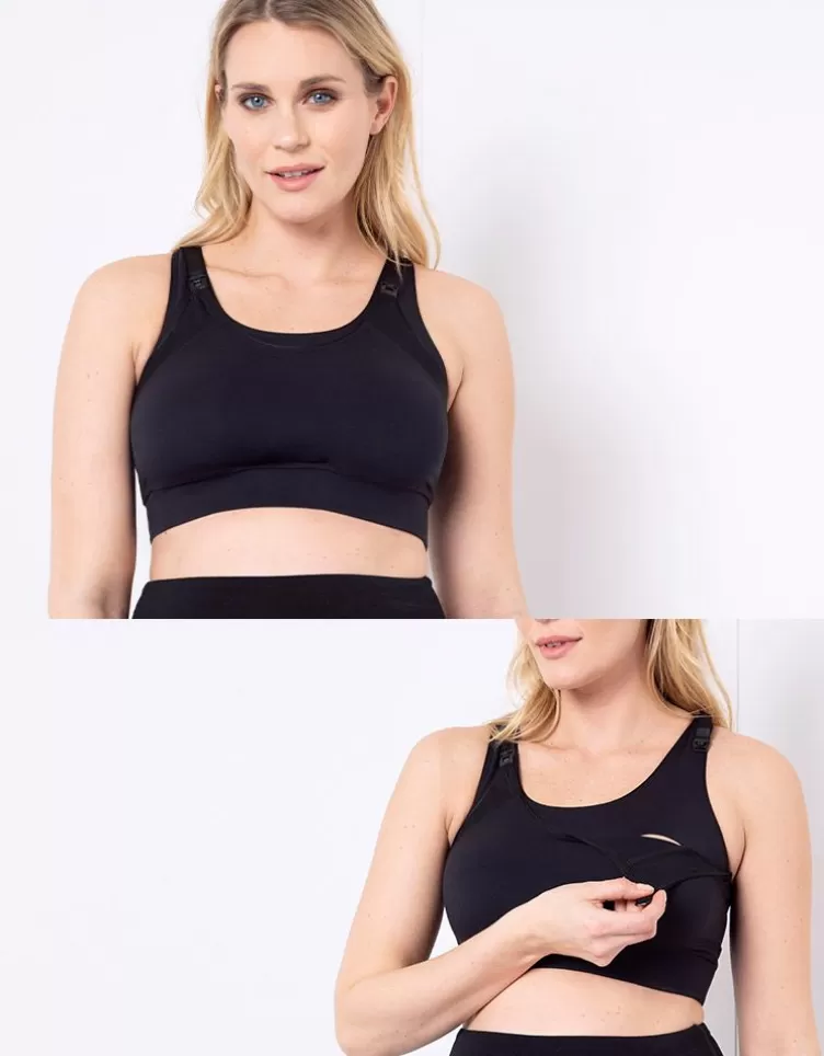Seraphine Brassière de sport grossesse et allaitement - Noir | < Vêtements d'allaitement | Soutien-gorge d'allaitement et Lingerie