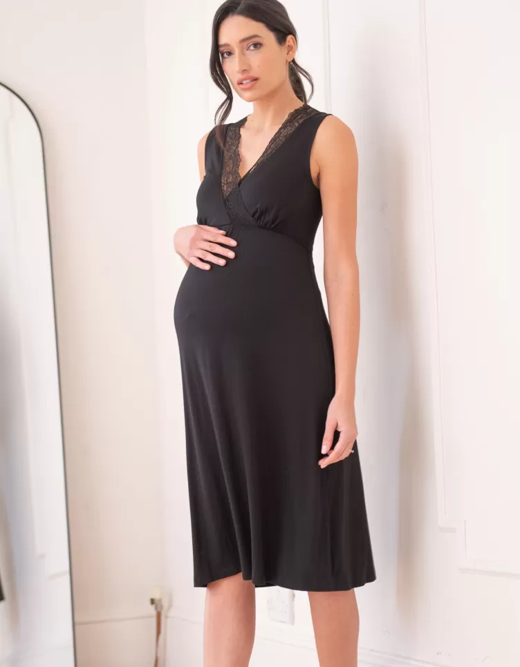 Seraphine Chemise de nuit croisée avec bordure en dentelle | < Vêtements d'allaitement | Vêtements de Nuit