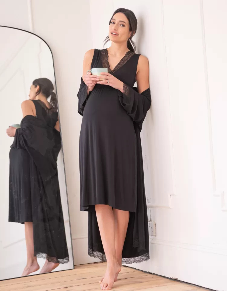 Seraphine Chemise de nuit croisée avec bordure en dentelle | < Vêtements d'allaitement | Vêtements de Nuit
