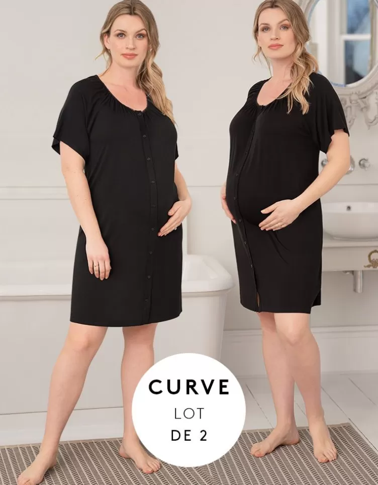 Seraphine Chemise de nuit de grossesse boutonnée Curve – lot de 2 | < Vêtements de Nuit | Vêtements de nuit et Loungewear