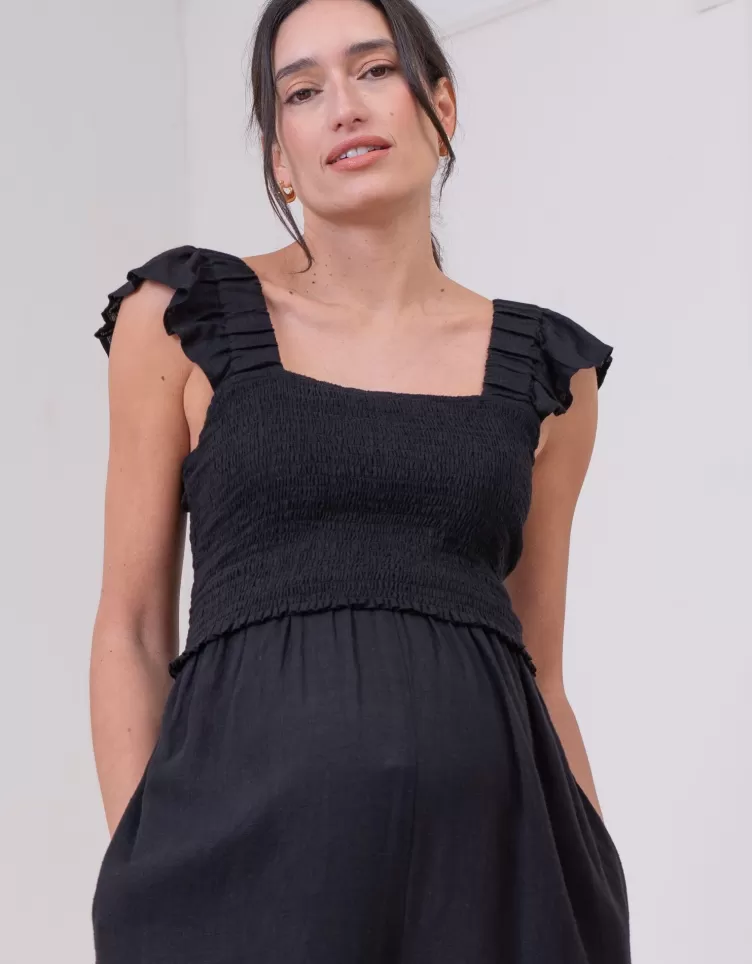 Seraphine Combinaison de grossesse et allaitement en mélange de lin | < Vêtements d'allaitement | Robes