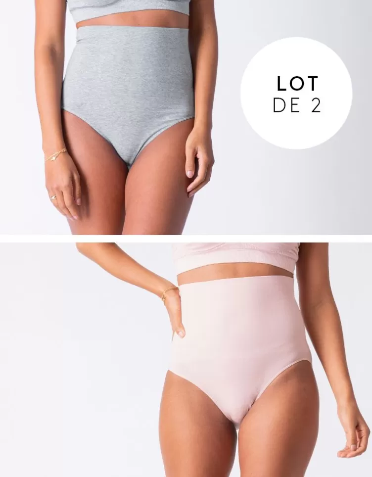 Seraphine Culotte post-grossesse taille haute – Lot de 2 Gris/Rose pâle | < Mise en forme et Habillement | Vêtements d'allaitement