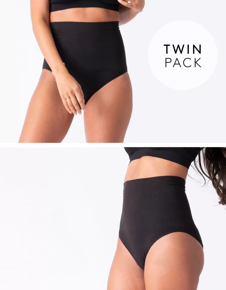 Seraphine Culotte post-grossesse taille haute – Lot de 2 Noir | < CARIPOD™ | Mise en forme et Habillement