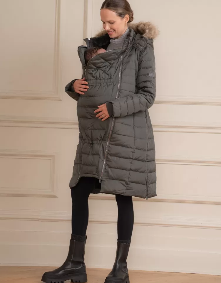 Seraphine Doudoune d'hiver grossesse 3 en 1 en duvet – Kaki | < Manteaux et Portage | Vêtements de Portage