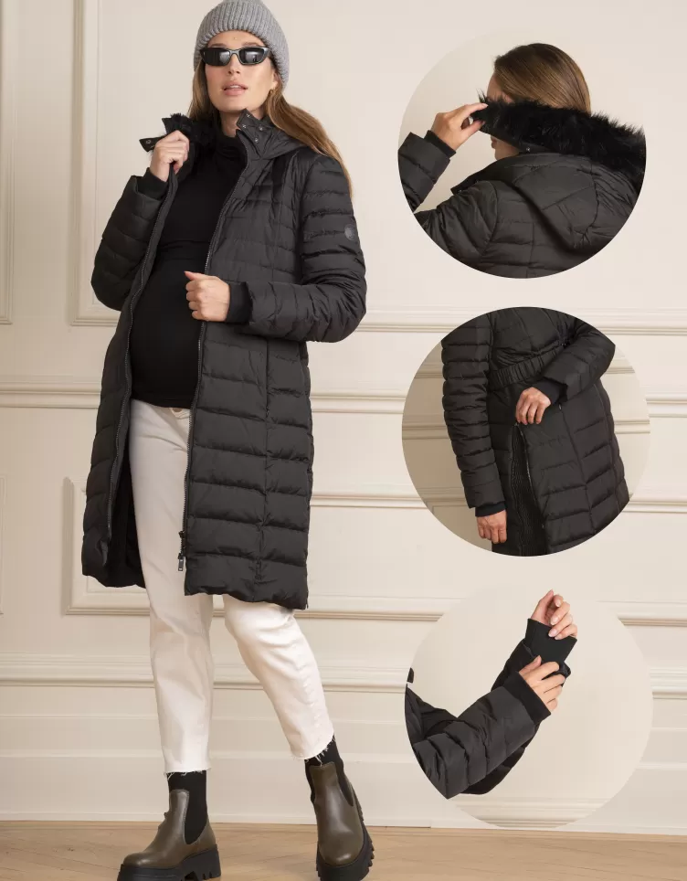 Seraphine Doudoune d'hiver grossesse 3 en 1 en duvet – Noir | < Manteaux et Portage | Vêtements de Portage