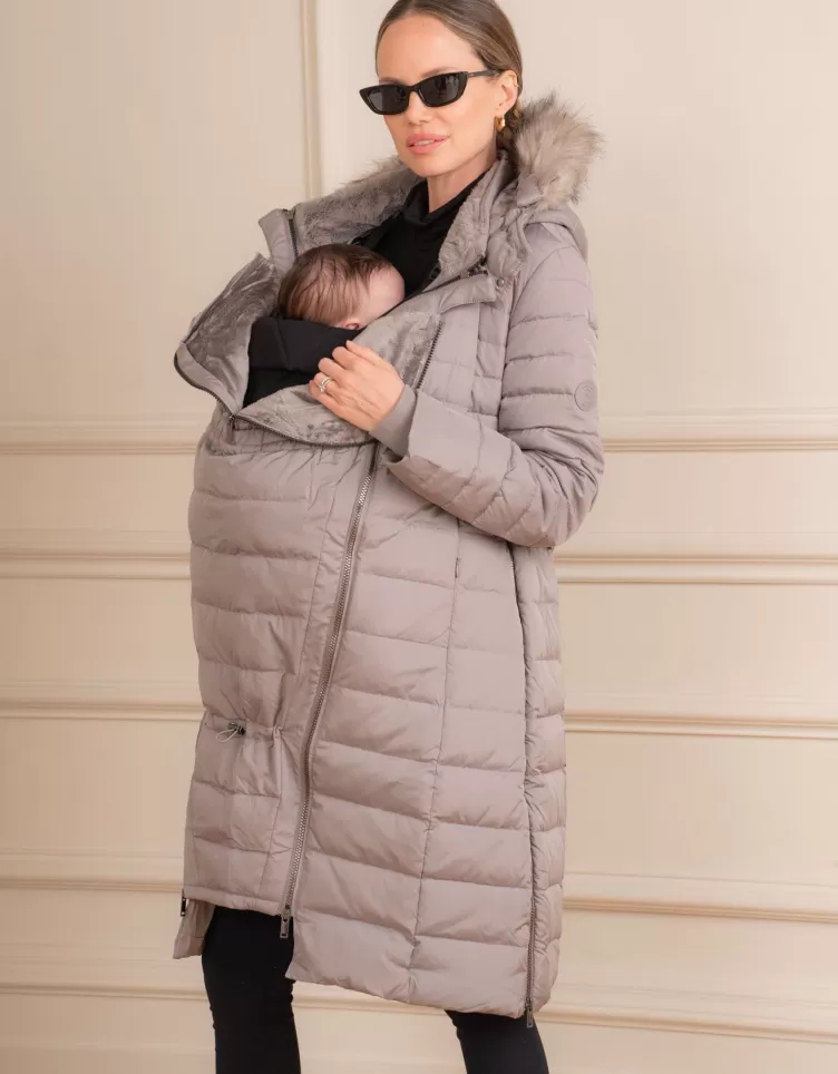 Seraphine Doudoune d'hiver grossesse 3 en 1 en duvet – Taupe | < Manteaux et Portage | Vêtements de Portage