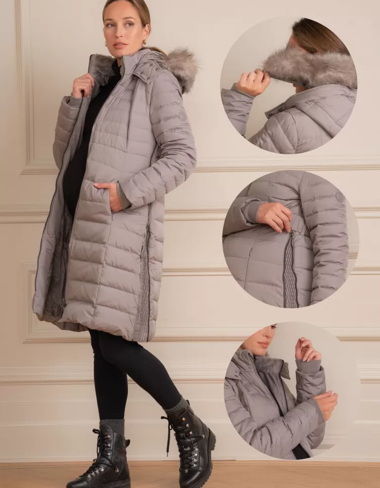 Seraphine Doudoune d'hiver grossesse 3 en 1 en duvet – Taupe | < Manteaux et Portage | Vêtements de Portage