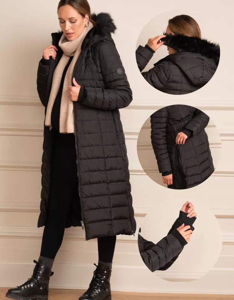 Seraphine Doudoune d'hiver grossesse longue 3 en 1 en duvet – Noir | < Manteaux et Portage | Vêtements de Portage