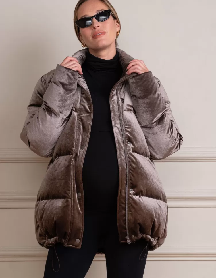 Seraphine Doudoune de grossesse et de portage en velours | < Manteaux et vestes