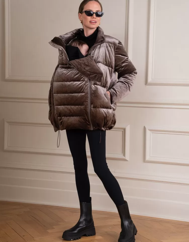 Seraphine Doudoune de grossesse et de portage en velours | < Manteaux et vestes