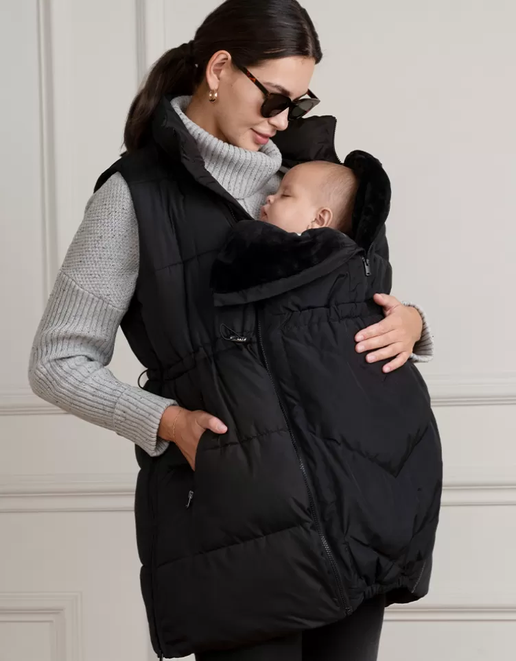 Seraphine Gilet de grossesse et de portage noir 3 en 1 | < Manteaux et vestes
