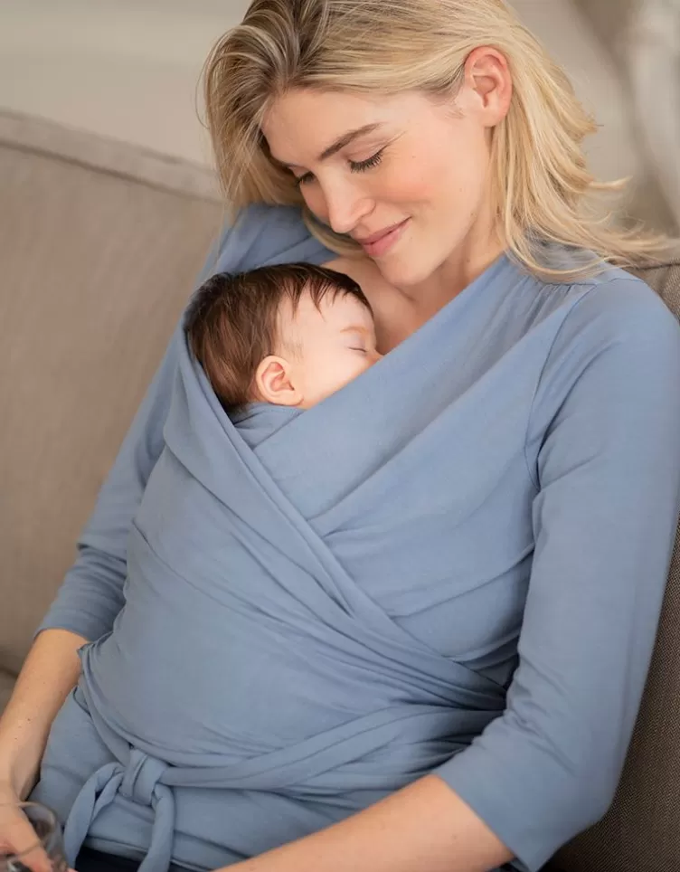 Seraphine Haut contact peau à peau en coton manches longues - bleu | < Cadeau Bébé | Vêtements d'allaitement
