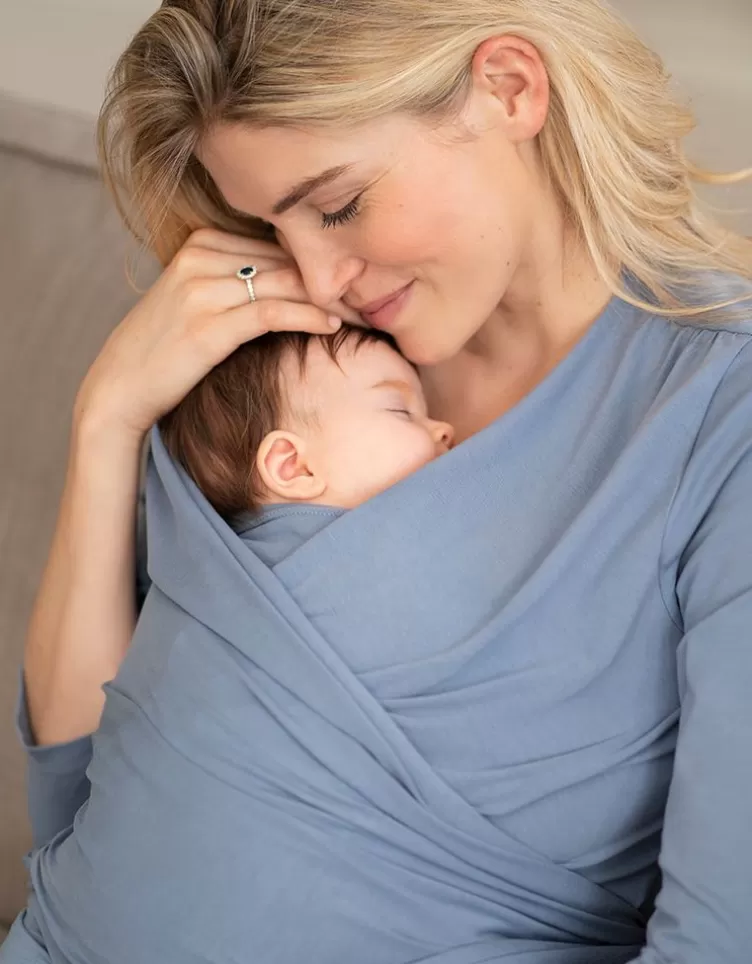 Seraphine Haut contact peau à peau en coton manches longues - bleu | < Cadeau Bébé | Vêtements d'allaitement