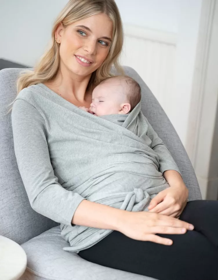 Seraphine Haut contact peau à peau en coton manches longues - Gris | < Cadeau Bébé | Vêtements d'allaitement