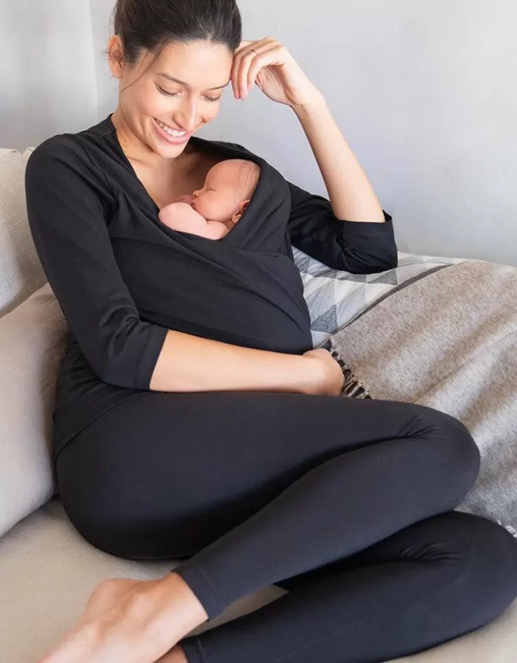 Seraphine Haut contact peau à peau en coton manches longues - Noir | < CARIPOD™ | Cadeau Bébé