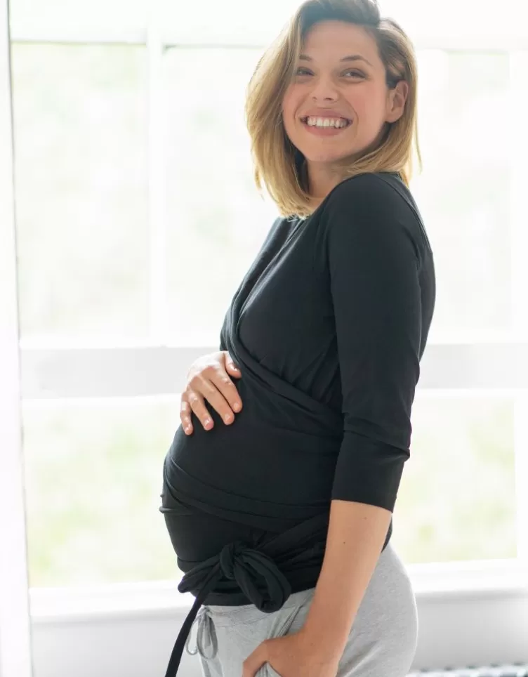 Seraphine Haut contact peau à peau en coton manches longues - Noir | < CARIPOD™ | Cadeau Bébé