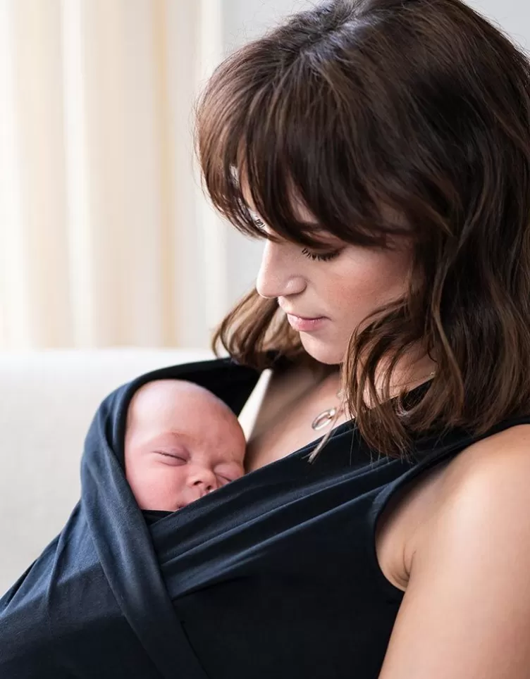 Seraphine Haut contact peau à peau en coton sans manches - Noir | < Cadeau Bébé | Vêtements d'allaitement
