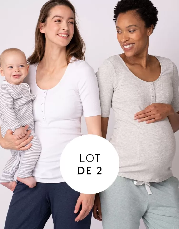 Seraphine Hauts de maternité et d'allaitement à manches longues - Lot de deux, blanc et gris< Vêtements d'allaitement | Hoodies et Tops