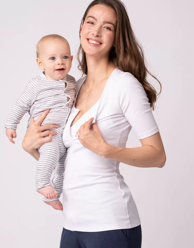 Seraphine Hauts de maternité et d'allaitement à manches longues - Lot de deux, blanc et gris< Vêtements d'allaitement | Hoodies et Tops