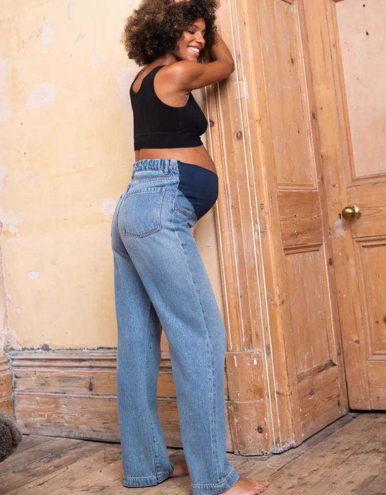 Seraphine Jean grossesse à jambes larges avec bandeau au milieu du ventre | < Pantalons et jupes | Jeans