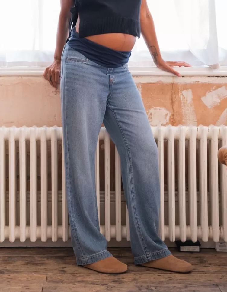 Seraphine Jean grossesse à jambes larges avec bandeau au milieu du ventre | < Pantalons et jupes | Jeans
