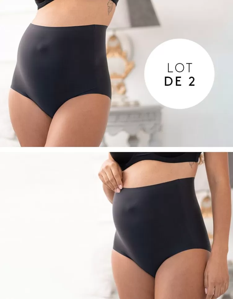 Seraphine Lot de 2 culottes hautes grossesse sans-démarcation – Noir | < Vêtements d'allaitement | Lingerie et gaines