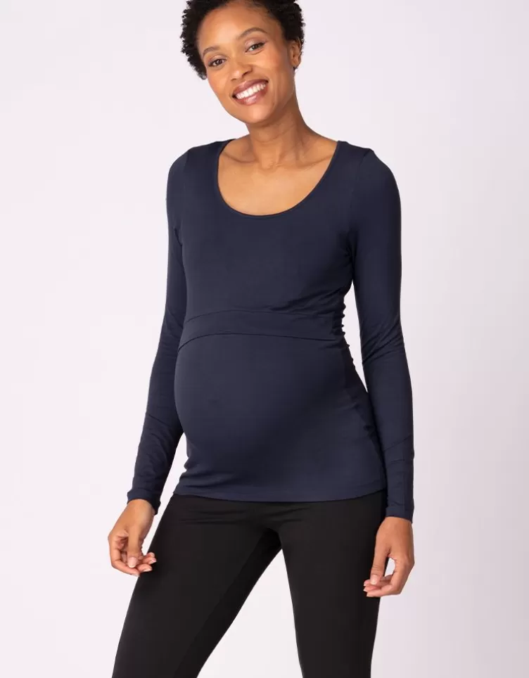 Seraphine Lot de 2 t-shirts manches longues grossesse et allaitement – Bleu marine/Gris | < Vêtements d'allaitement | Hoodies et Tops
