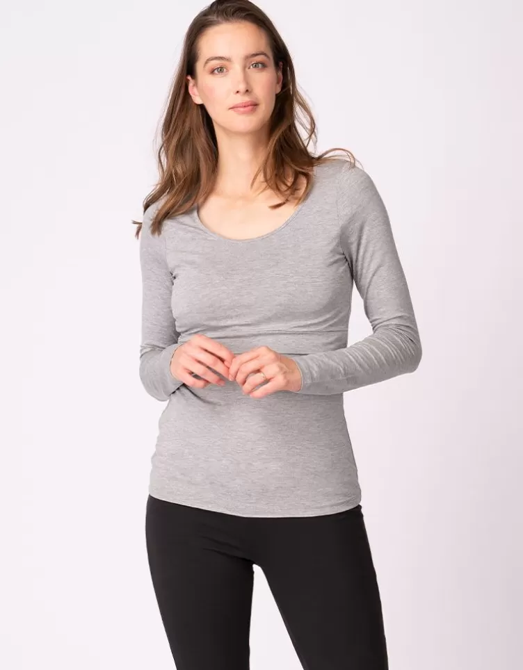 Seraphine Lot de 2 t-shirts manches longues grossesse et allaitement – Bleu marine/Gris | < Vêtements d'allaitement | Hoodies et Tops
