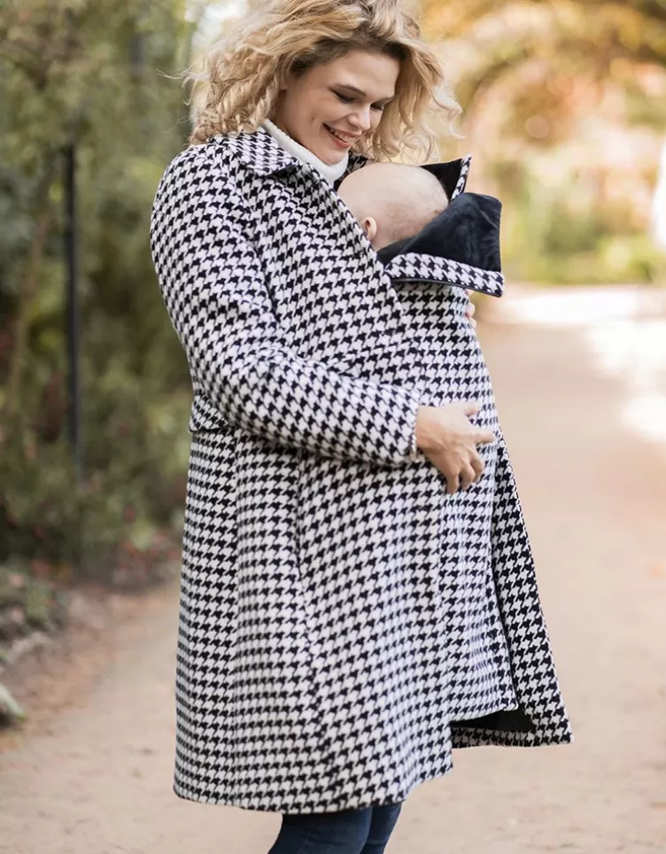 Seraphine Manteau 3 en 1 grossesse et portage en laine mélangée – Motif pied–de–poule | < Manteaux et Portage | Vêtements de Portage