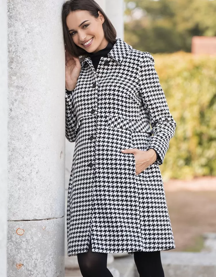 Seraphine Manteau 3 en 1 grossesse et portage en laine mélangée – Motif pied–de–poule | < Manteaux et Portage | Vêtements de Portage