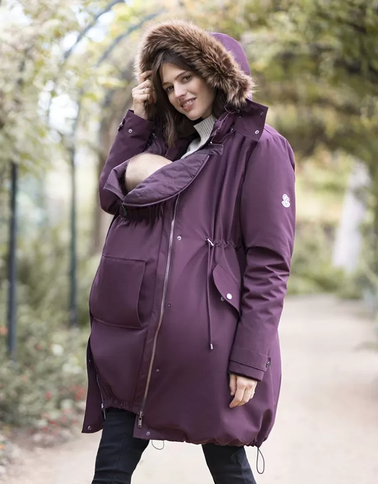 Seraphine Manteau haut de gamme 6 en 1 avec doublure en duvet amovible – Bordeaux | < Manteaux et Portage | Vêtements de Portage