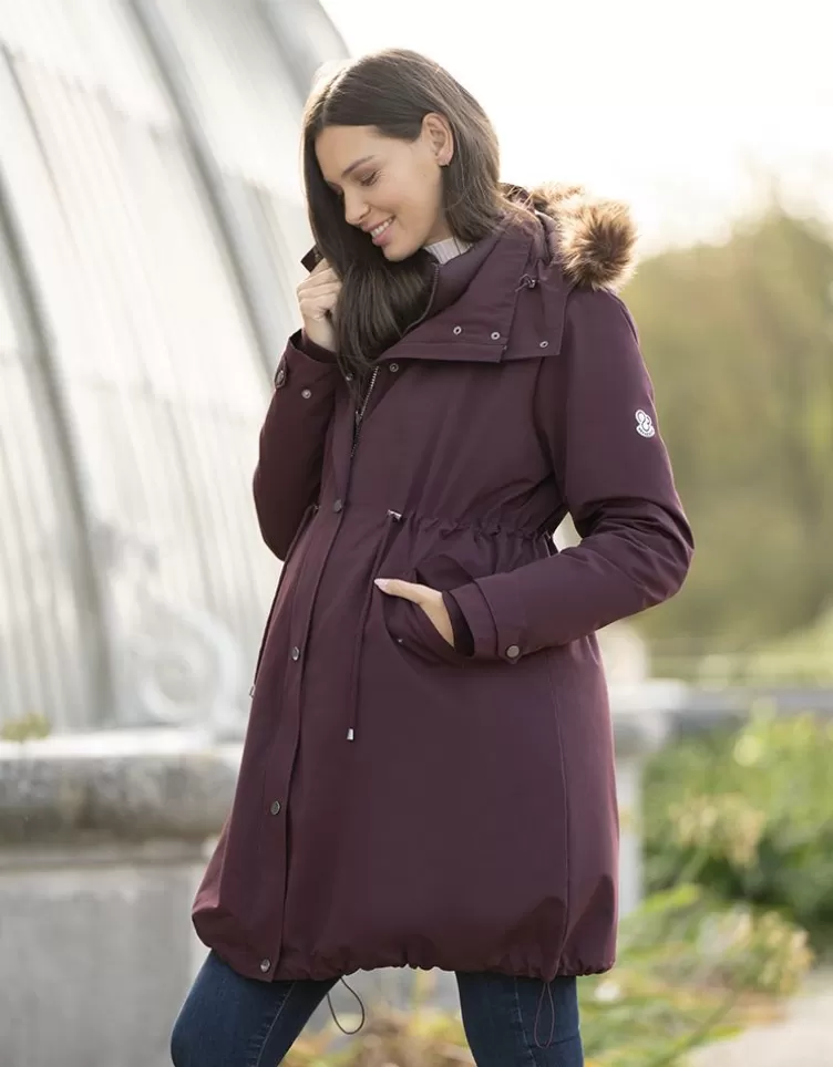 Seraphine Manteau haut de gamme 6 en 1 avec doublure en duvet amovible – Bordeaux | < Manteaux et Portage | Vêtements de Portage