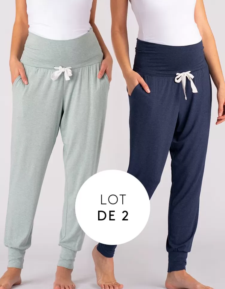 Seraphine Pantalon de repos de maternité - Marine et sauge - Lot de deux | < Vêtements d'allaitement | Loungewear