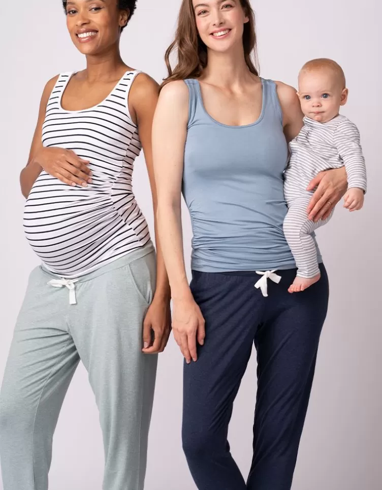 Seraphine Pantalon de repos de maternité - Marine et sauge - Lot de deux | < Vêtements d'allaitement | Loungewear