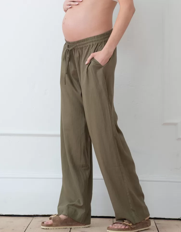 Seraphine Pantalon en dessous du ventre jambes larges en mélange de lin | < Pantalons et jupes