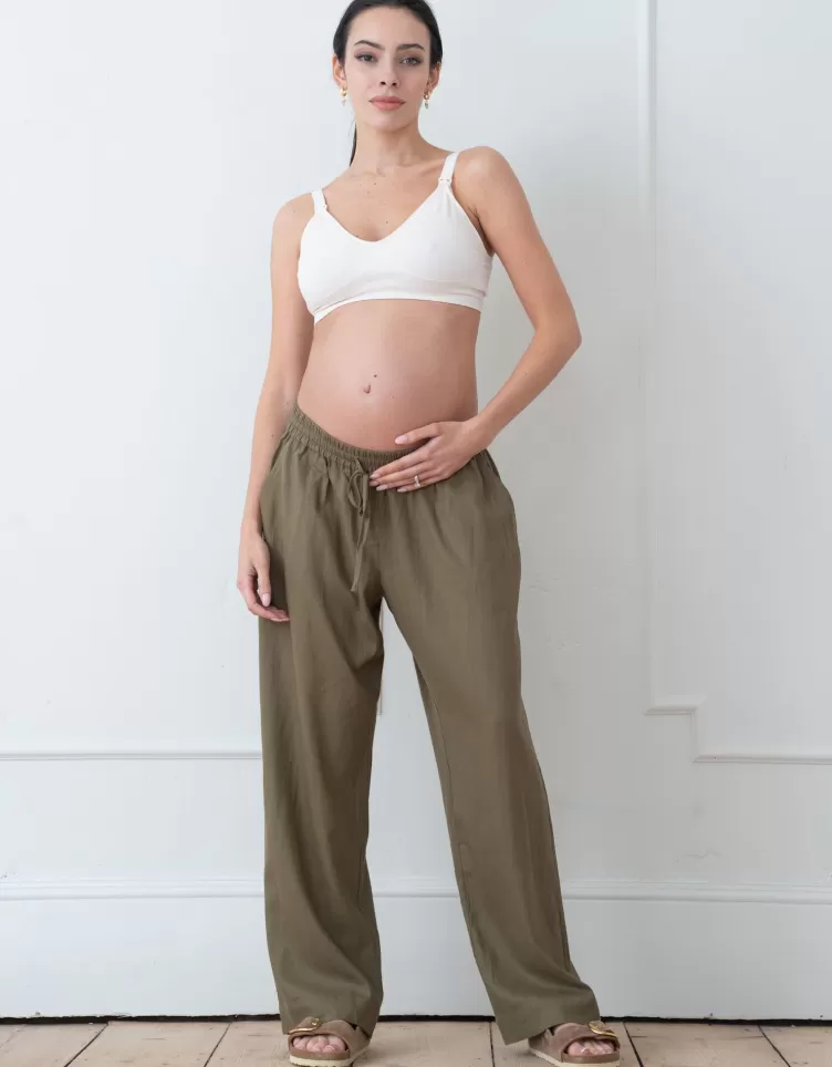 Seraphine Pantalon en dessous du ventre jambes larges en mélange de lin | < Pantalons et jupes