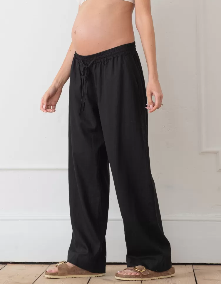 Seraphine Pantalon en dessous du ventre jambes larges en mélange de lin | < Pantalons et jupes