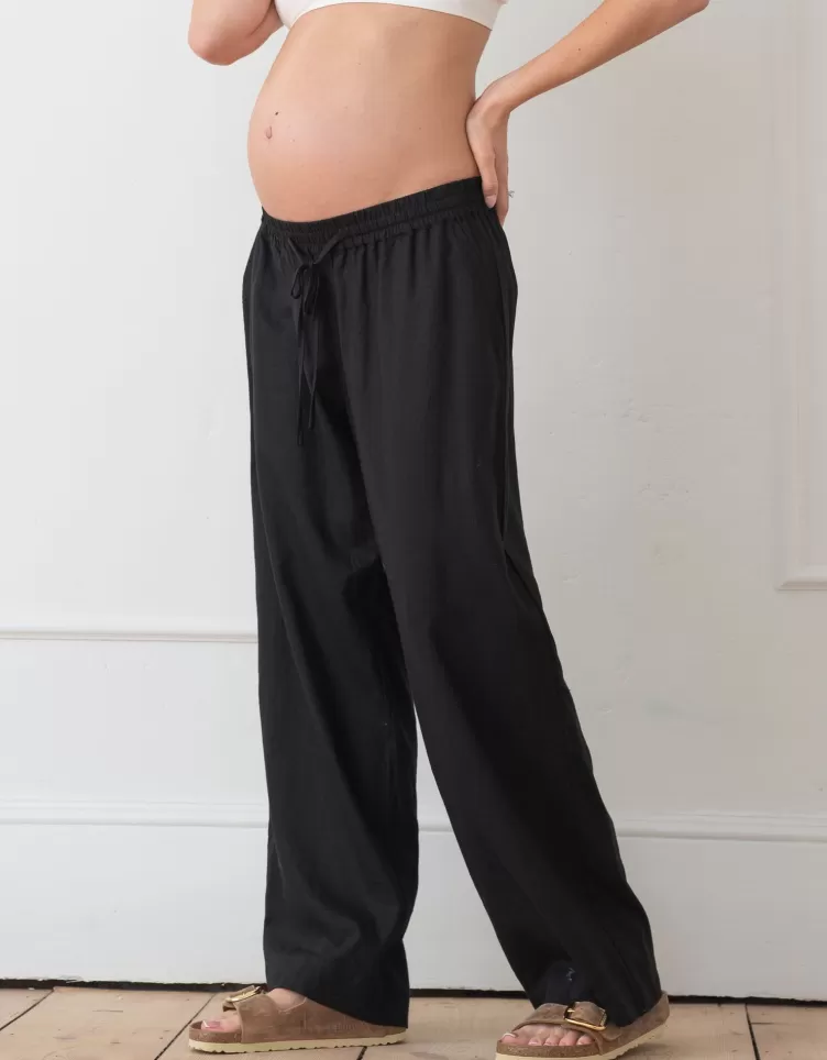 Seraphine Pantalon en dessous du ventre jambes larges en mélange de lin | < Pantalons et jupes