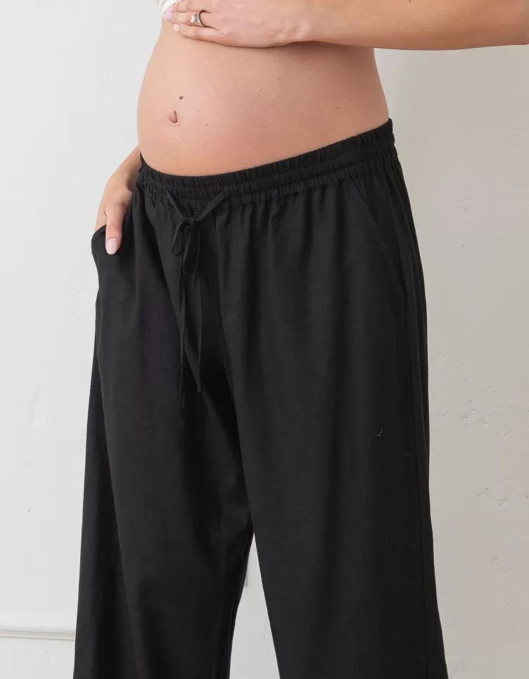Seraphine Pantalon en dessous du ventre jambes larges en mélange de lin | < Pantalons et jupes