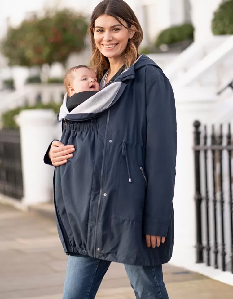 Seraphine Parka 4 en 1 de grossesse et portage avec capuche - Bleu marine< Manteaux et Portage | Vêtements de Portage