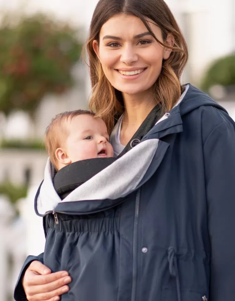 Seraphine Parka 4 en 1 de grossesse et portage avec capuche - Bleu marine< Manteaux et Portage | Vêtements de Portage