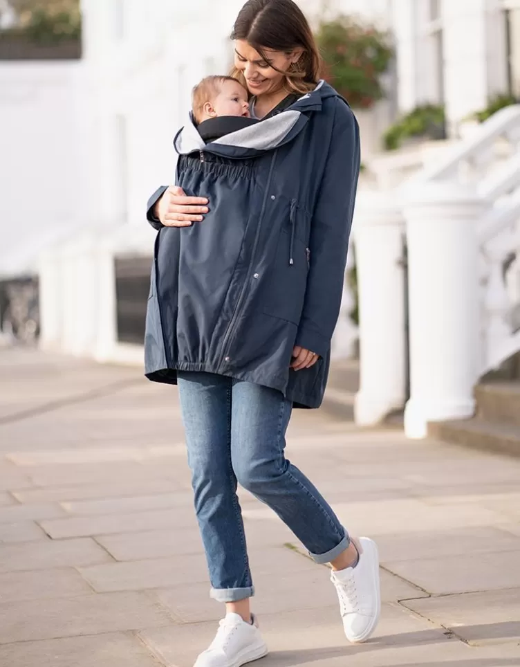 Seraphine Parka 4 en 1 de grossesse et portage avec capuche - Bleu marine< Manteaux et Portage | Vêtements de Portage