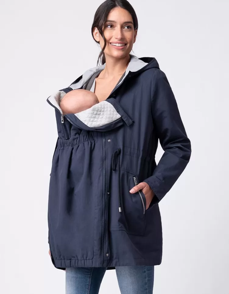 Seraphine Parka 4 en 1 de grossesse et portage avec capuche - Bleu marine< Manteaux et Portage | Vêtements de Portage