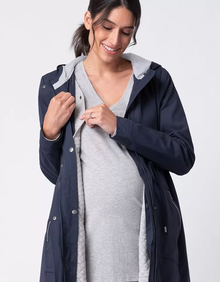 Seraphine Parka 4 en 1 de grossesse et portage avec capuche - Bleu marine< Manteaux et Portage | Vêtements de Portage