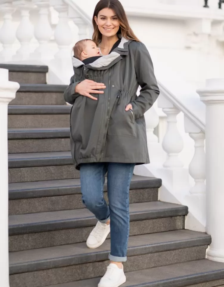 Seraphine Parka 4 en 1 de grossesse et portage avec capuche - Kaki< Manteaux et Portage | Vêtements de Portage