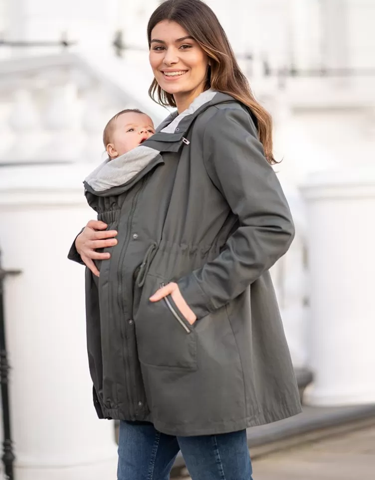 Seraphine Parka 4 en 1 de grossesse et portage avec capuche - Kaki< Manteaux et Portage | Vêtements de Portage
