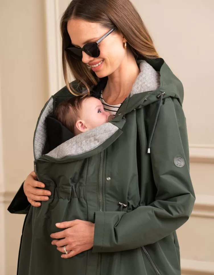 Seraphine Parka de grossesse et de portage kaki 4 en 1 | < Manteaux et vestes