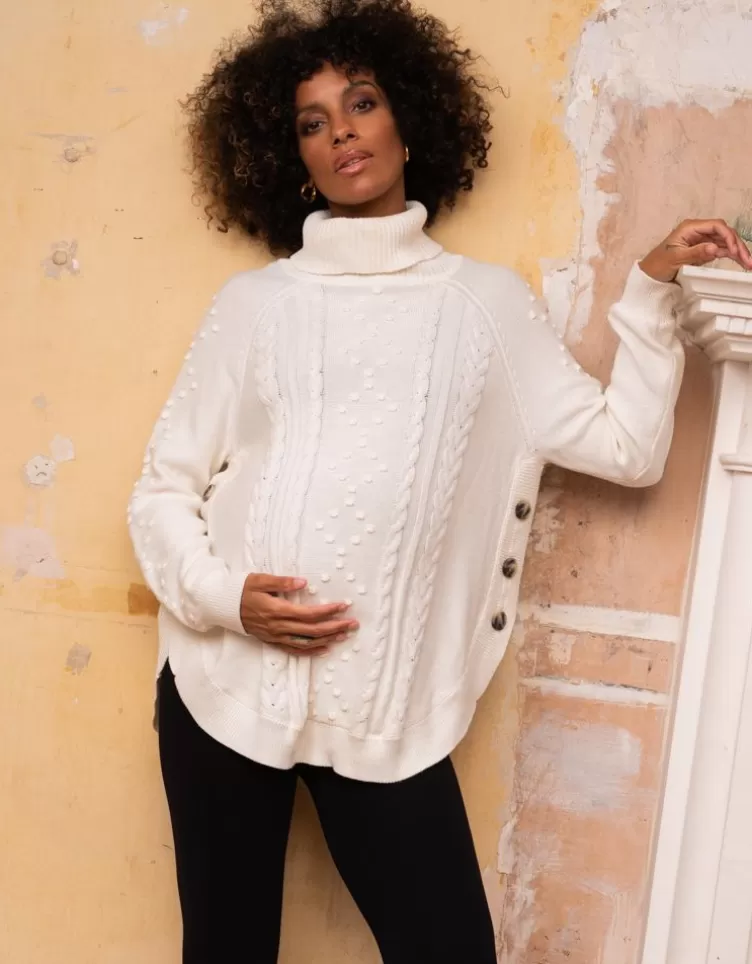 Seraphine Pull grossesse et allaitement à torsades en coton, écru | < Vêtements d'allaitement | Pulls