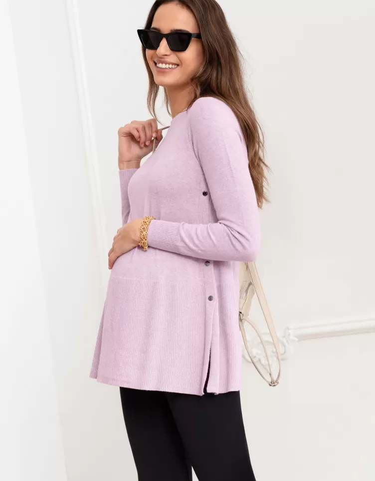 Seraphine Pull péplum de grossesse et allaitement en mélange coton-laine | < Vêtements d'allaitement | Hauts