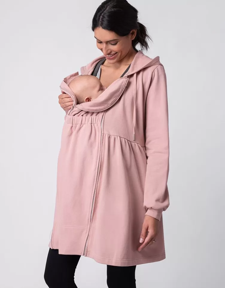Seraphine Robe à capuche 3 en 1 de maternité à portage rose sombre | < CARIPOD™ | Manteaux et Portage